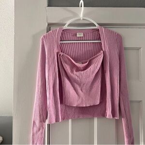 Abercrombie & Fitch Pink Ribbed Cardigan Set